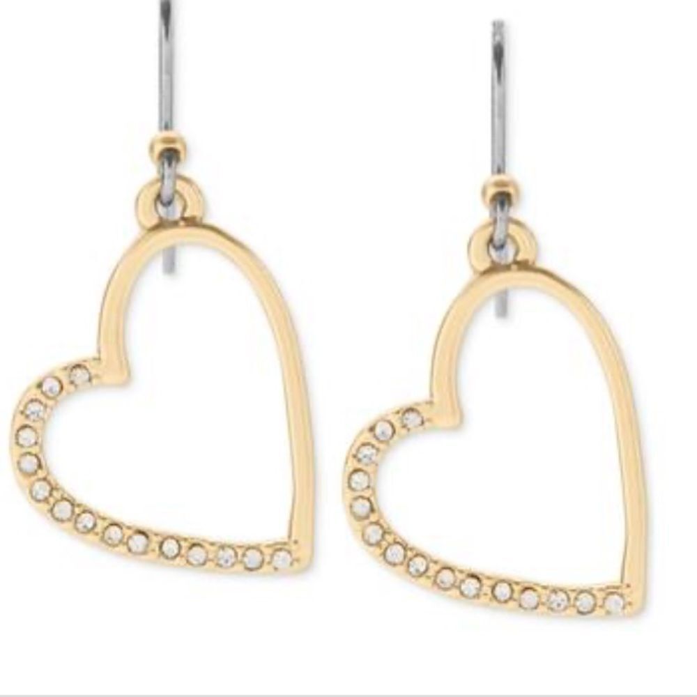 NWT Lucky Brand Pave Heart Drop Earring